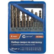 Набор сверл по металлу 1-10мм, HSS-CO, 19 предметов